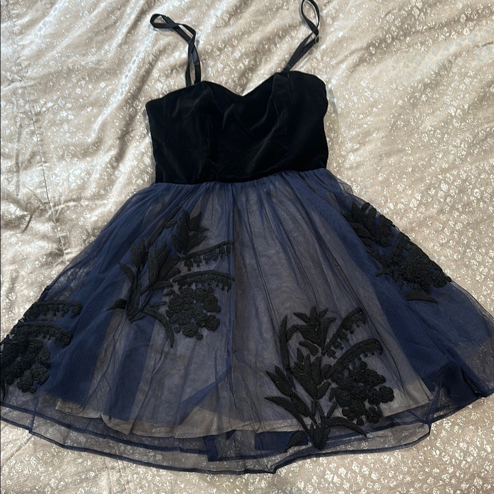 Anthropologie Floreat Black and Blue Dress